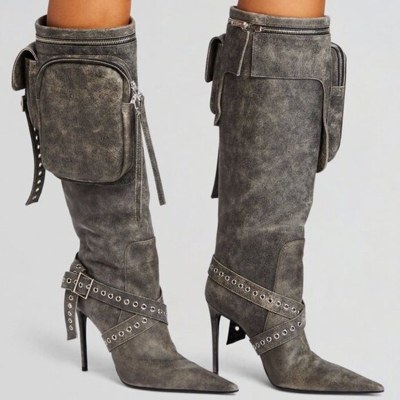 NEW retrofete Yasmine Boot in Vintage Black HEELS POCKET STORAGE LEATHER - Picture 4 of 10